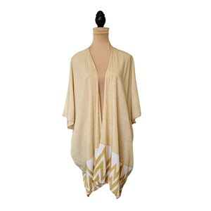 Pokoloko Yellow and White Cardigan with Patterened Back and Bottom Sz OS